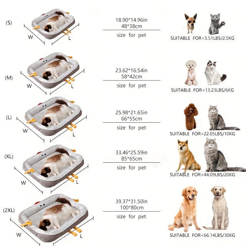 All Season Washable Dog Cat Cool Surface Bed Detachable Waterproof Pet Mattress with Pillow Edge Custom for Small/Medium/Large Pets Easy Clean Home De