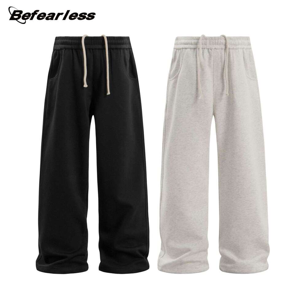 American Style Solid Color Scimitar Sweatpants Unisex Trendy Loose Straight Wide-Leg Casual Long Pants B5