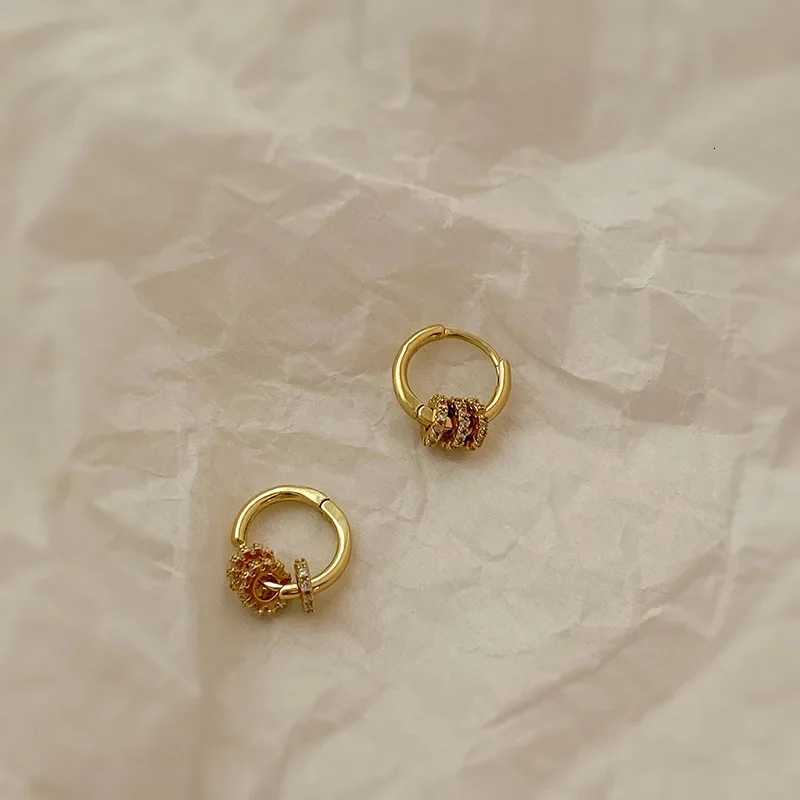 Classic Gold Color Stainless Steel Geometric Circle Hoop Earrings for Women Charm Zircon Korean Jewelry Party Accessories Gift XJ250814