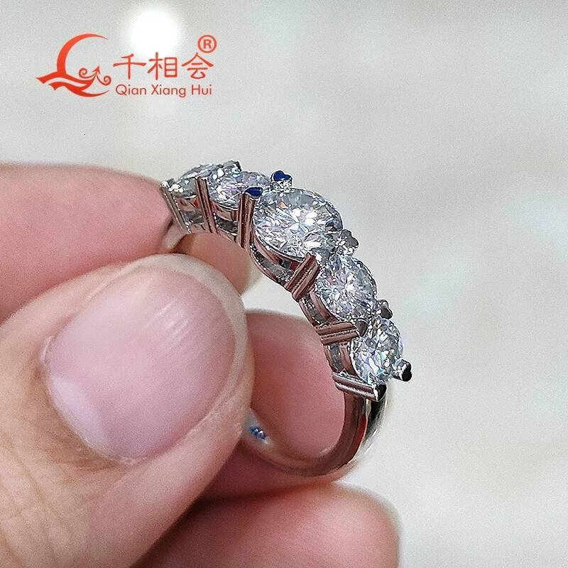 925 Silver D VVS Moissanite Ring 5.5mm Main Stone 4mm round Shape Men Women Diamond Jewelry Wedding Dating Gift Fine Jewelry