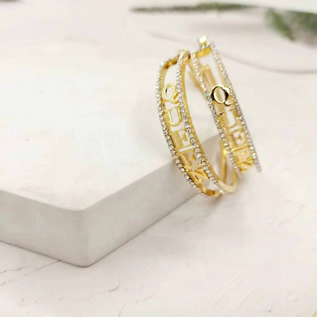 Production of Zinc Alloy Letter Queen Large Exaggerated Women's Earrings Cross-border Circle