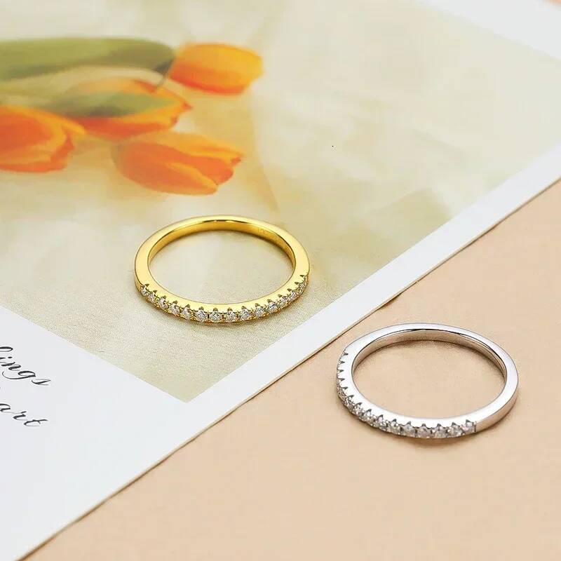 Real D Color Moissanite Finger Rings For Women Sparking 925 Sterling Silver 18K White Gold Plated Engagement Party Band Jewelry