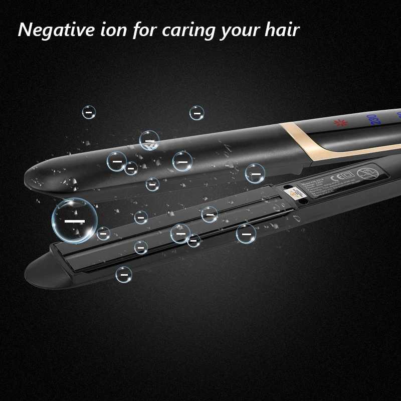 Hair Straightener Flat Iron Ceramic Plates for Smooth Styling 2-in-1 Hair Curling Straightener W250814