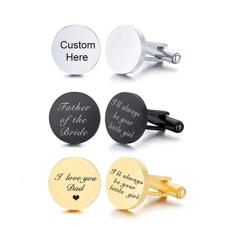Customized Stainless Steel Cufflinks For Men Gift Personalized Man Shirt Button Cuff Links For Party Wedding 250812