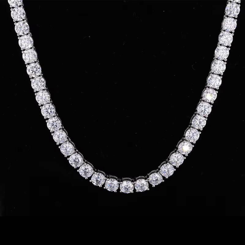 Starsgem 925 Silver Tennis Style Round Moissanite 3mm 4mm 5mm 6mm Fast Delivery Tennis Necklace