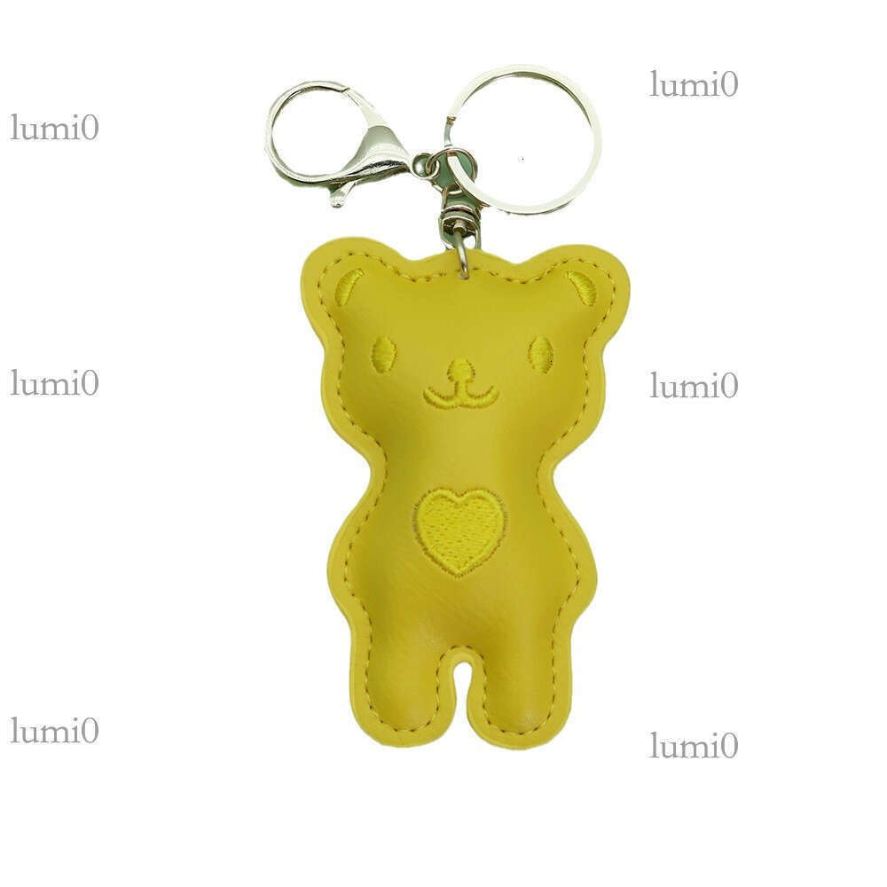Embroidered Heart Bag Pendant Standing Bear Leather Backpack Creative PU Couple Keychain Versatile