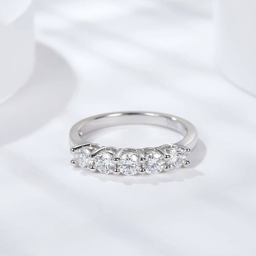 KNOBSPIN D Color 4mm Moissanite Diamond Rings for Women Classic Match Wedding Eternity Band with GRA s925 Sterling Silver Ring
