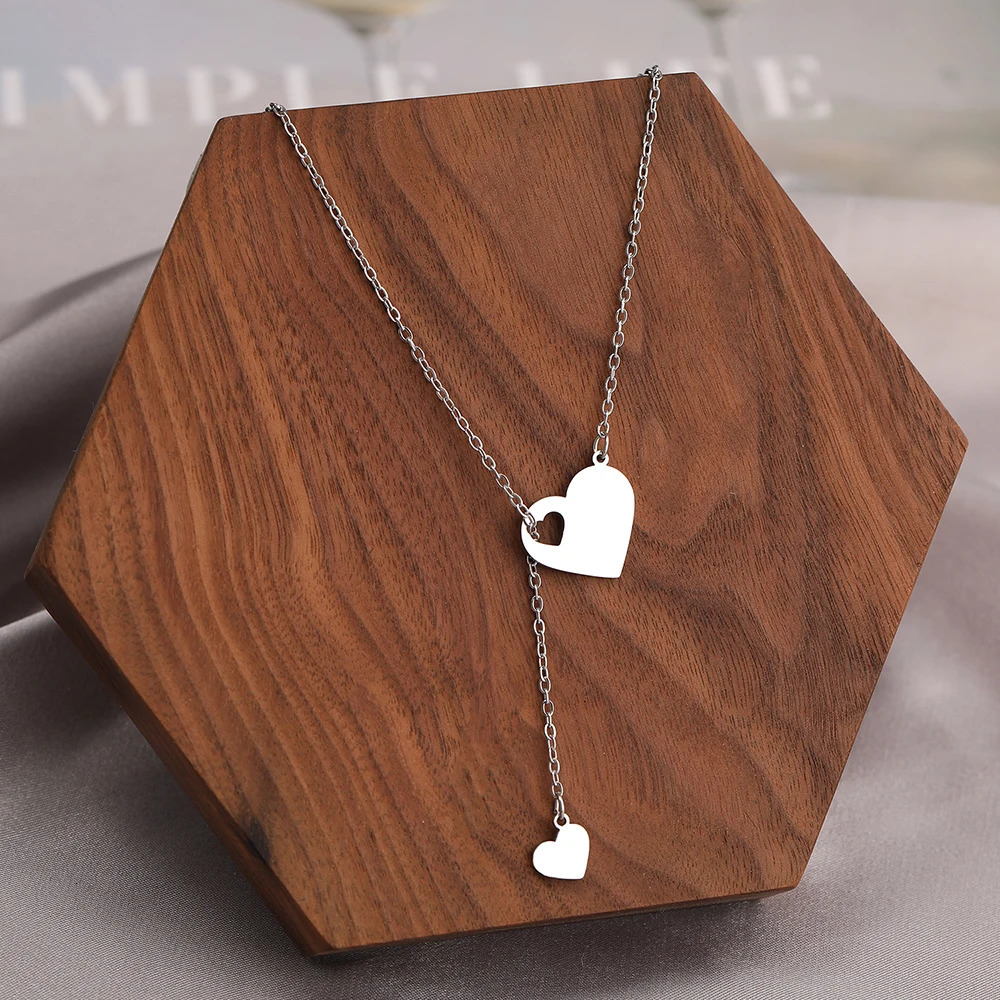 Stainless Steel Necklaces Sweet Heart Pendants Chains Charms Choker Fashion Necklace For Women Jewelry Wedding Party Girls Gifts 250811