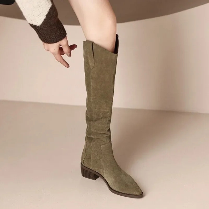 Ladies Knee High Shaft Shoes In Trend 2025 Spring Autumn Womens Long Boots Demi-season Y2k on Promotion Pu Goth Gyaru 250812