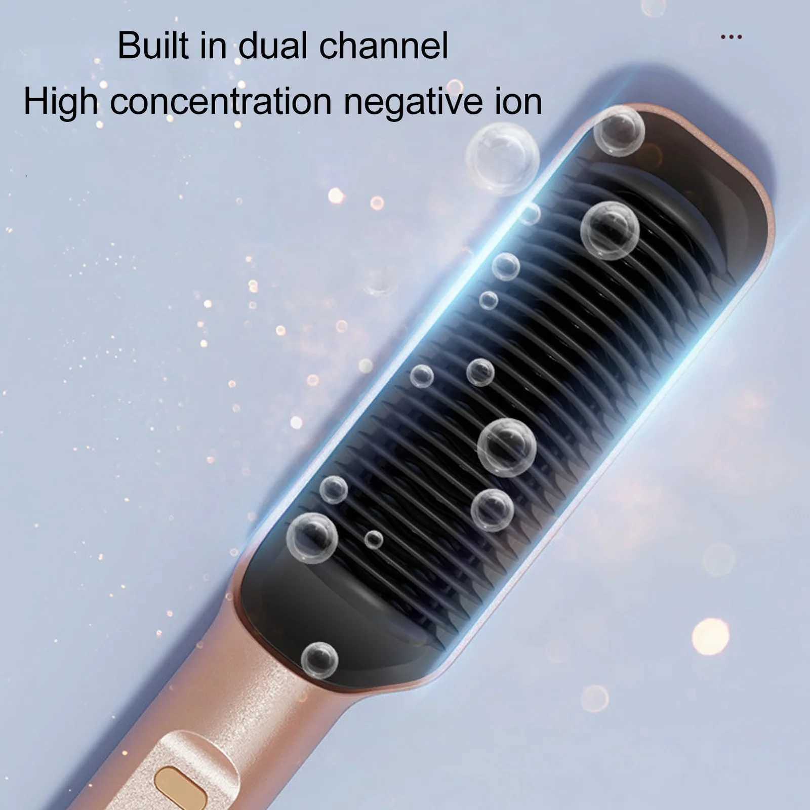 ionic Hair Straightener Brush 35W Hair Straightening Brush Even Heating LCD Hair Straightener Brush for home W250814