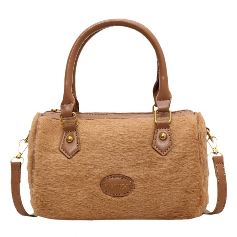 Autumn Winter Vintage Fluffy Bag 2025 New Women's Bag Trendy Luxury Bag Versatile Crossbody Handbag Boston Bag