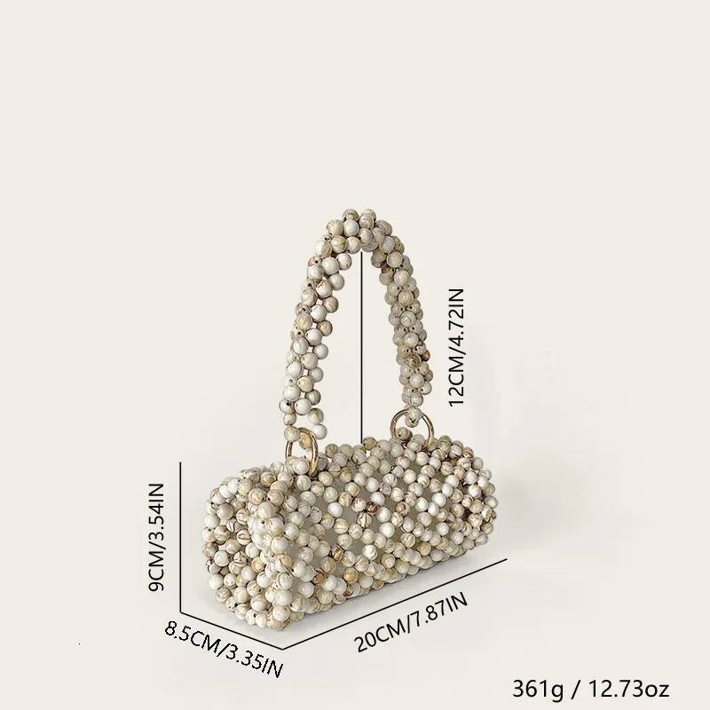 Meet You Summer Vintage Acrylic Hand Beaded Fashion Hollow Out Design Women's Evening Party Purse Female Beach Bag high-quality
