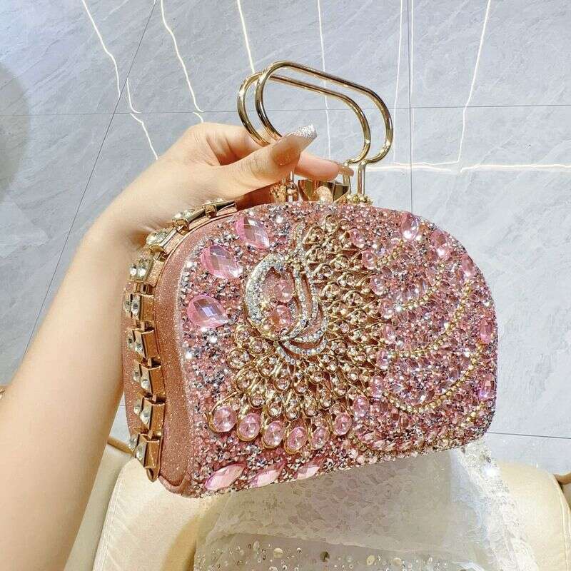Sparkling high-density dia inlaid elegant wedding cheongsam full of dias handbag, shoulder crossbody bag,