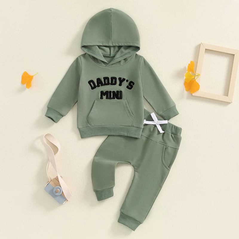 Pudcoco Baby Boy Track Suit Letter Embroidery Long Sleeve Hoodie and Elastic Sweatpants 2 Piece Clothes Outfits for Toddler 0-3T 250813