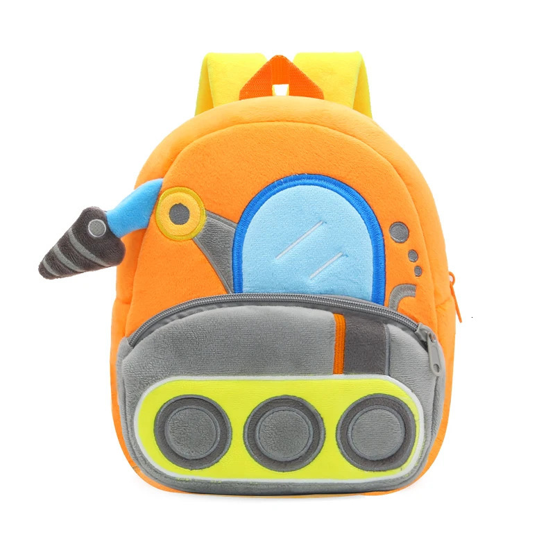 2-4 years old kids engineering backpack cartoon excavator backpack plush kids small school bag toy backpack 250813