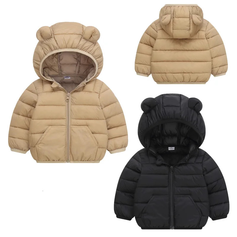 1-5Y Boys Hooded Down Jackets Baby Girls Autumn Cute Cotton Coats Children Winter Fashion Outerwear Kids Casual Clothing 250813