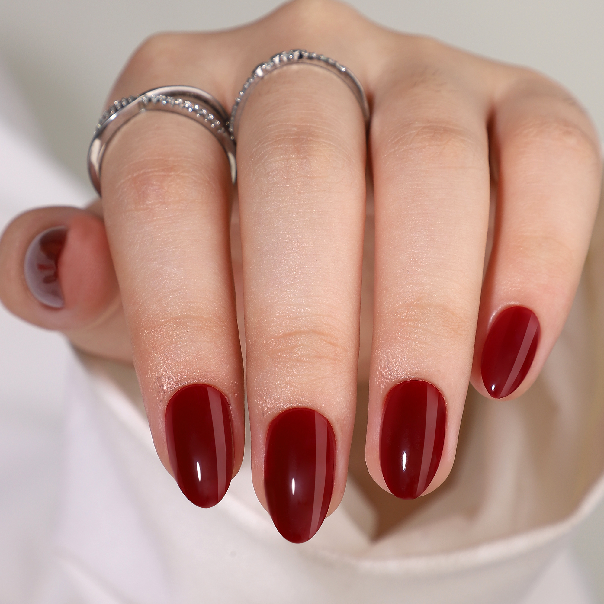 Burgundy Acrylic Gel Tips for Manicure Set Includes Adhesive + Variety Packaged Collection