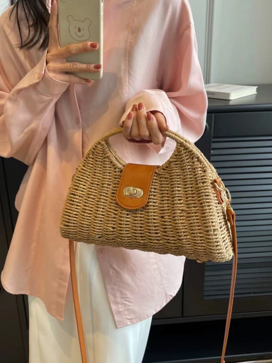 Luxury Brand Designer Bag Beach Vacation Style Beach Bag Summer New Artistic Retro Woven Bag Handheld Shoulder Crossbody Bag With Handle For Women