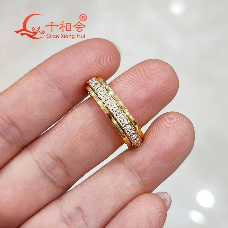 Double Rotatable White Moissanite Ring 925 Sterling Silver Tension Set Eternity Band Unisex Jewelry
