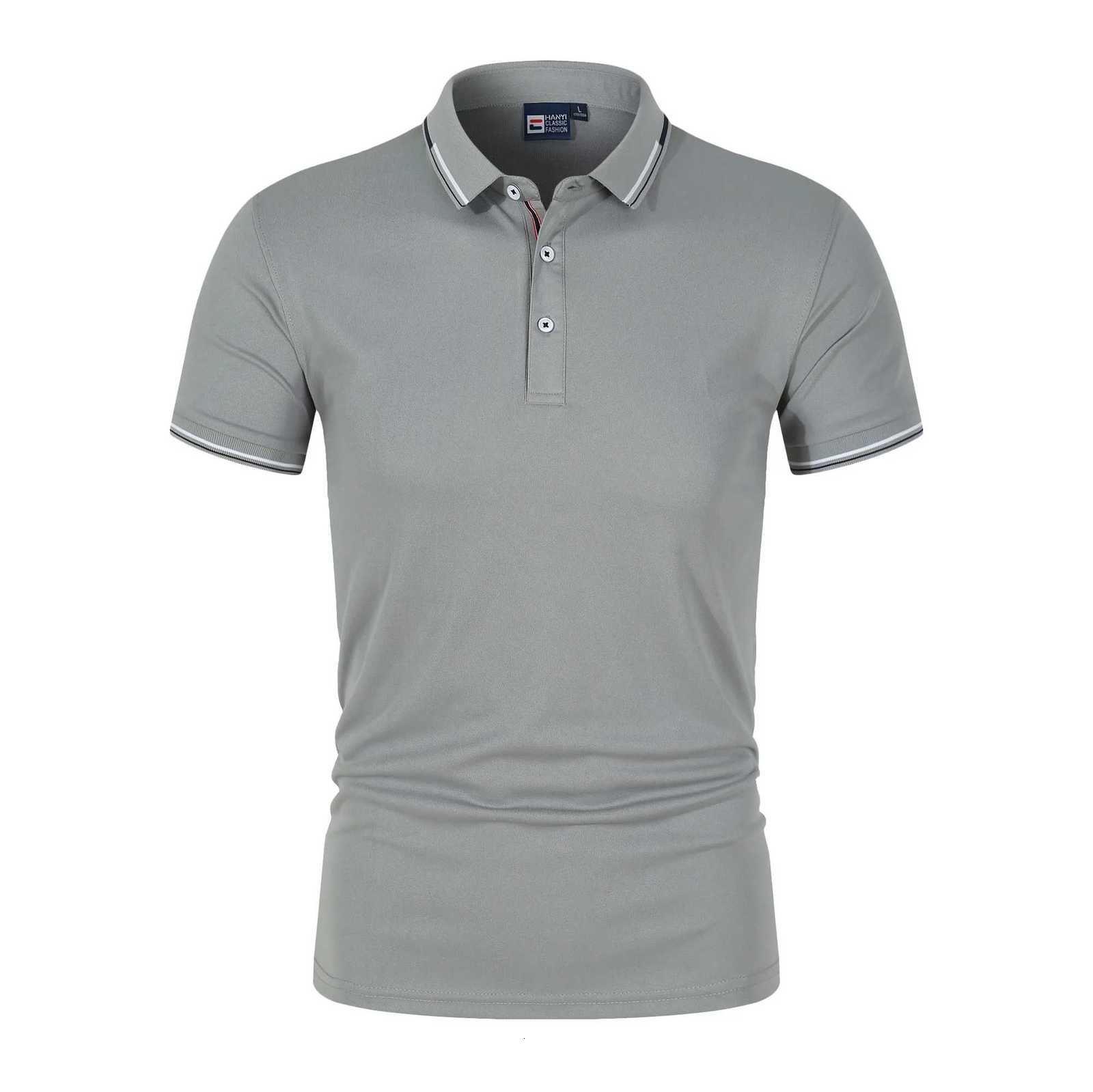 2025 Summer Mens Business Polo Shirt - Short Sleeve Pure Solid Breathable Casual Golf Office Shirt XJ250804