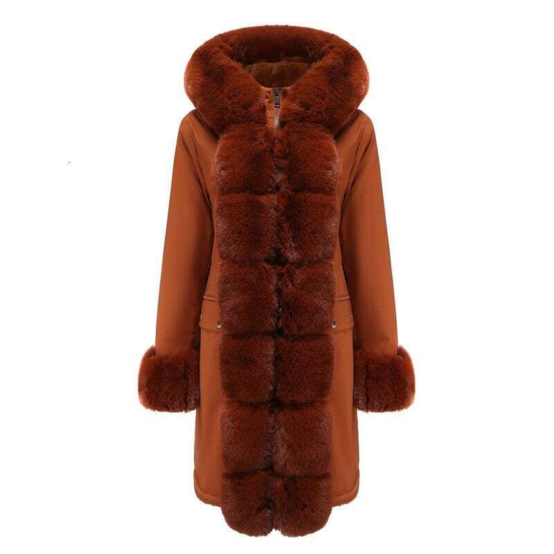 Winter Women Parkas New Fashion Detachable Fur Collar Hooded Cotton-padded Coat Long-sleeved Parker Jacket