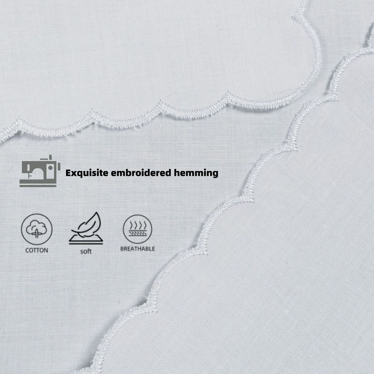 Wedding season Christmas 28cm * 11in white pure cotton embroidered moon edge handkerchief combed cotton 5/10PCS