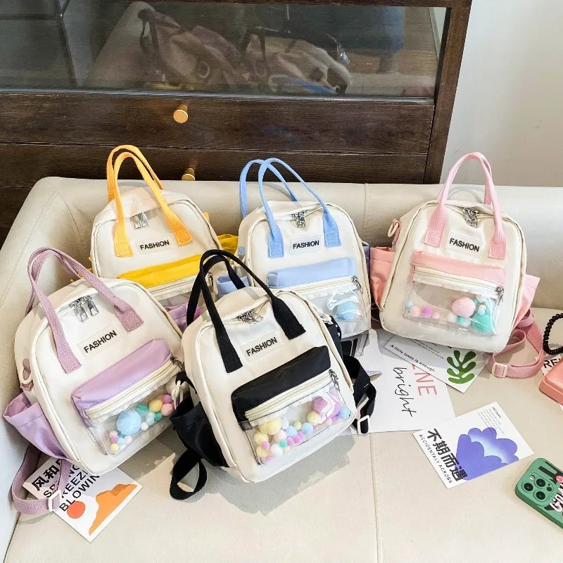 Kids Backpack Color Block with Adjustable Straps Lightweight Durable Multi Pocket Perfect for School Travel 250813