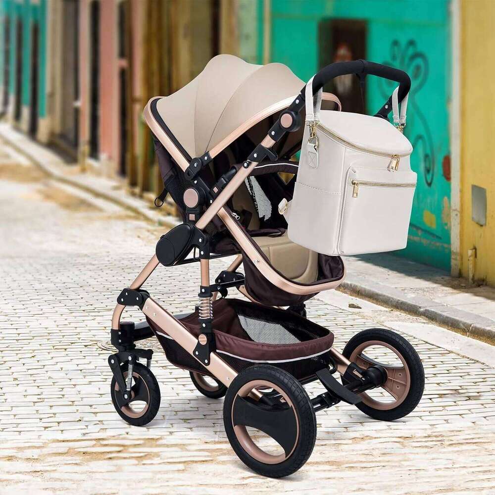 Diaper Leather Women Travel Backpack Baby Bag Large with Troller Straps Capacity for Wet Clothes
