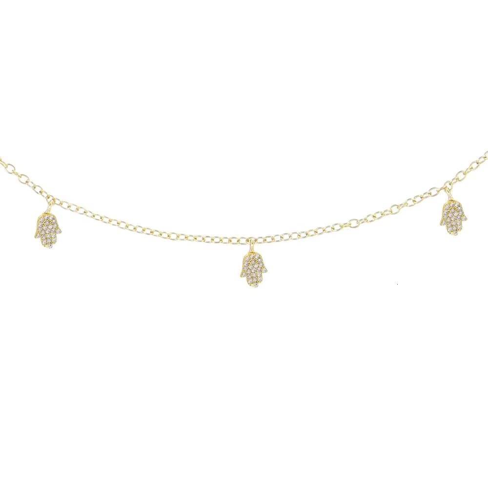 LOZRUNVE Factory Wholesale Cute Sterling Sier Mini Hamsa Charm Choker Necklace