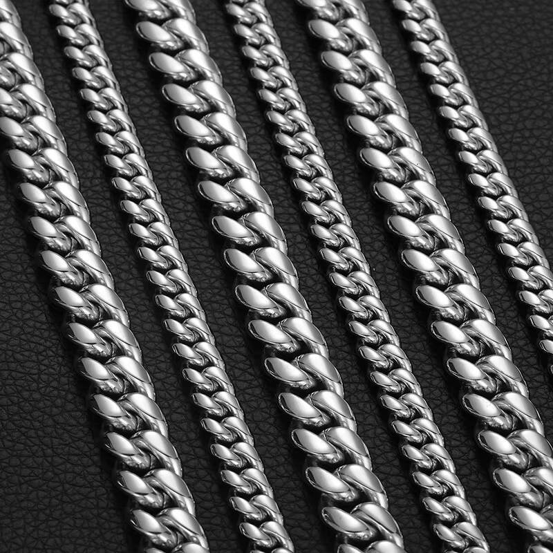 Vente En Gros Bijoux En Acier Inoxydable Chaine Cubaine Collier Bracelet PVD 18k 8mm10mm12mmStainless Steel Cuban Chain