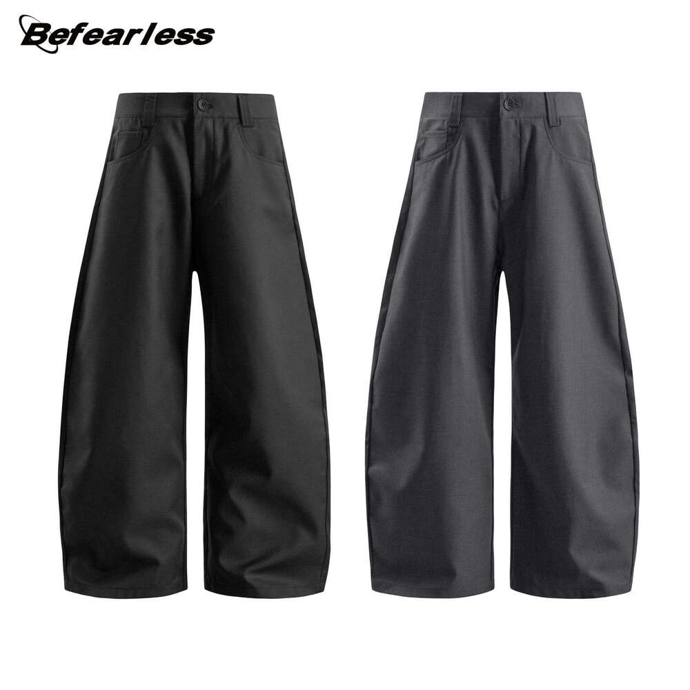 American Style Draped Scimitar Trousers Men's Trendy Loose Fit Suit Casual Long Pants B5