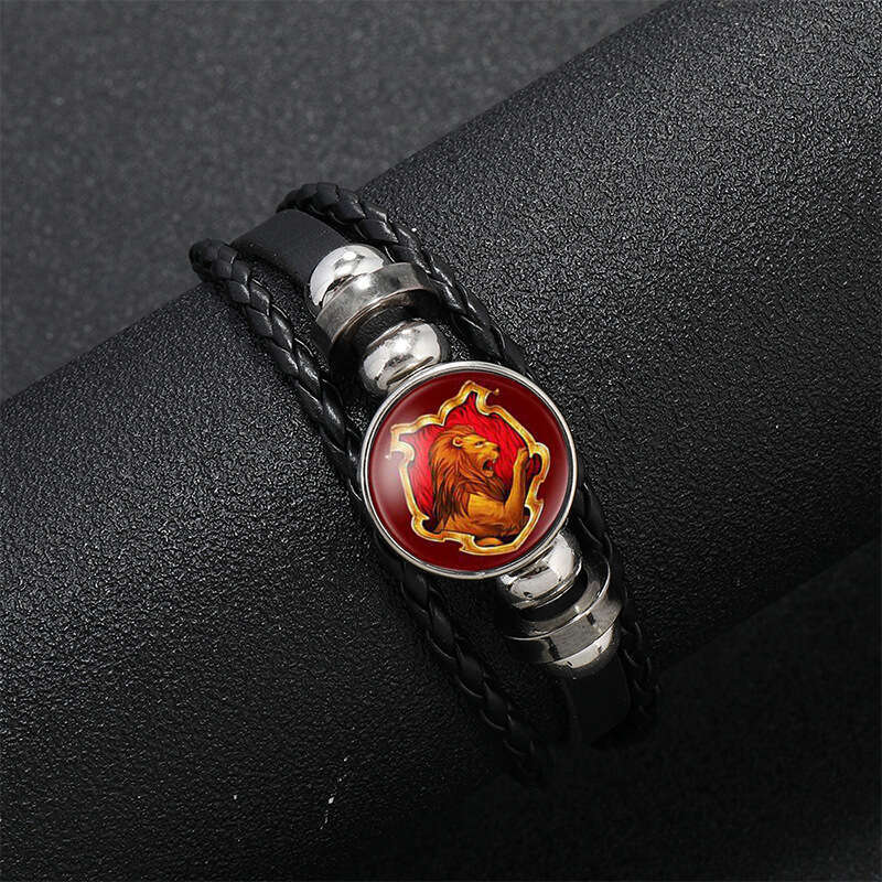 DHcollection Hot Selling Beaded Leather Bracelet Potter Badge Hogwarts School of Witchcraft and Wizardry Time Ornament