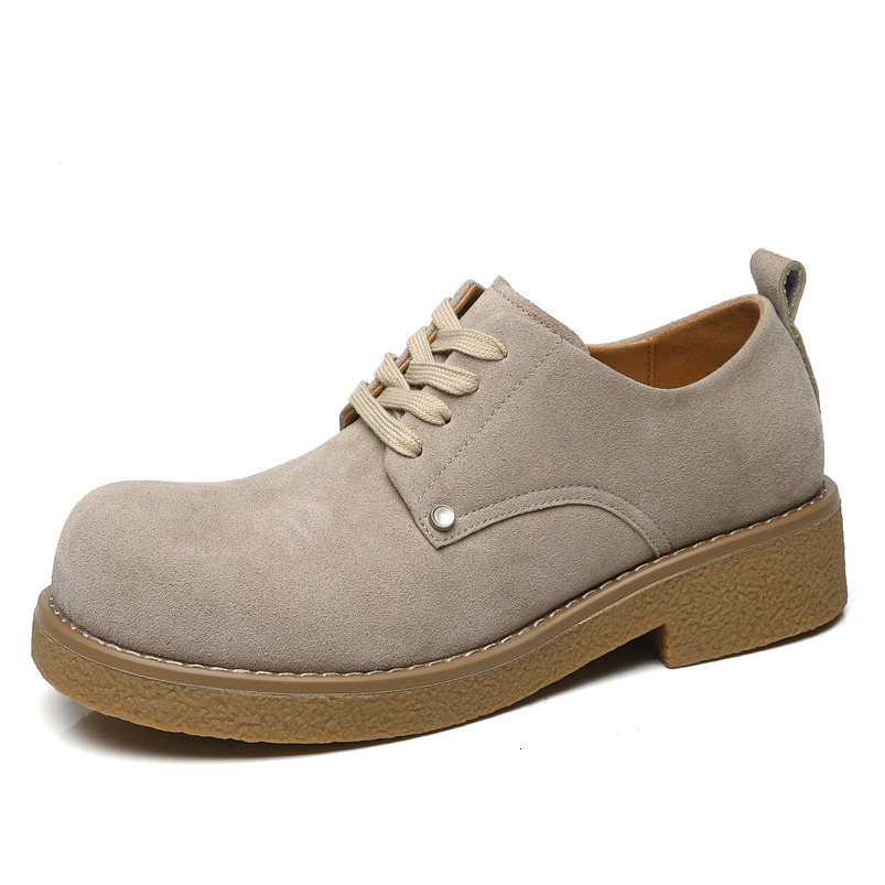Derby 2025 Spring Big Men's Design British Style Breathable Round Toe Thick Sole Height Increasing Casual Shoes