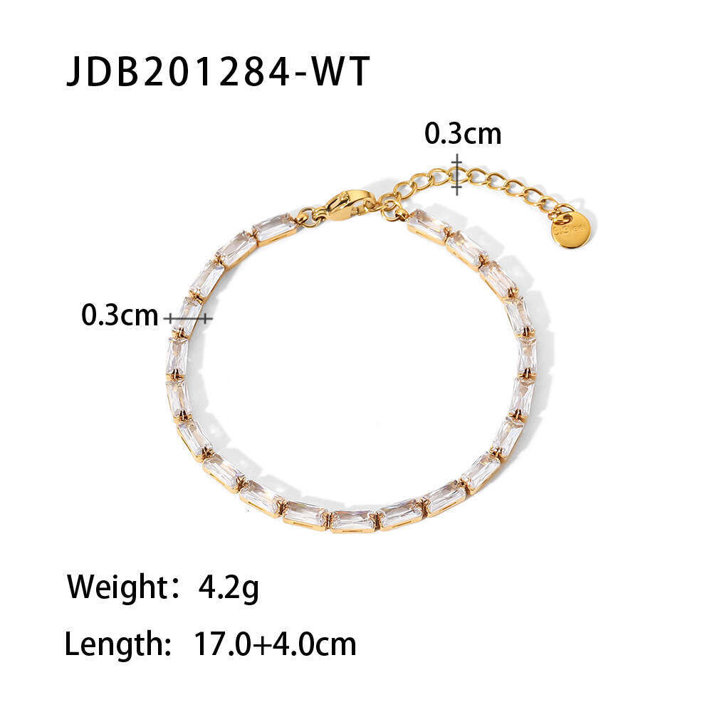 Designer New Stainless Square White/Mixed for Women Color Zircon Bracelet Women's Fashion Jewelry Titanium Steel Necklace
