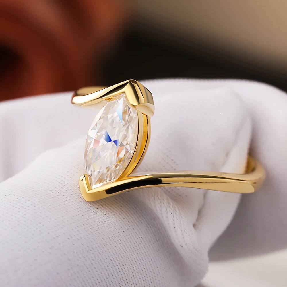 NKHOG 1CT Marquise Cut Moissanite Rings 925 Sterling Silver Wedding Diamond Band For Women Gift 18K Plated Jewelry GRA Certified