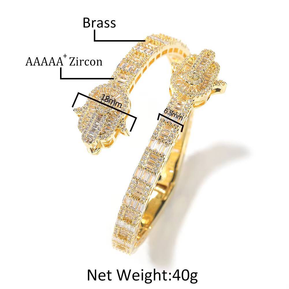 Cross-Border Fashion Fatima Hand Men's Personalized Zircon Palm Bracelet Hip-Hop New Style Jewelry