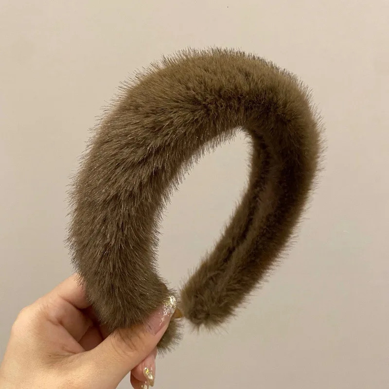2024 Winter Real Mink Fur Head Band Turban Head Wrap Fluffy Natural Rabbit Fur Warm Hairband Wool Plush Headwear Hairhoop250812