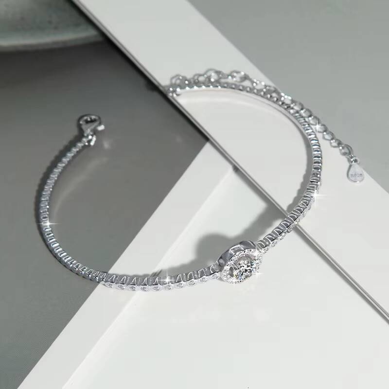 Women's Fashion Sier Tennis Charm Bracelet Fine Moissanite Jewelry for Women