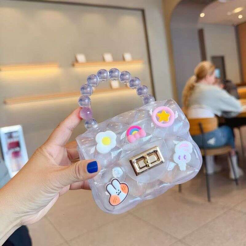 Children's Cute Cartoon Jelly Girls Silicone Coin Purse Messenger Bag Little Girl Mini Pearl Handbag