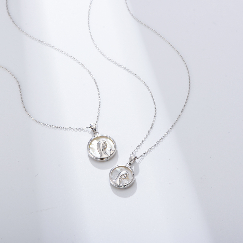 Hot-selling Sier Natural White Shell Religious Prayer Necklace Virgin Mary Portrait Pendant Jewelry for Women