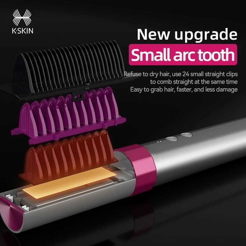 KSKIN Top Seller Product Portable Rechargeable Negative Ion Auto-Off Cordless Hair Straightener Brush W250814