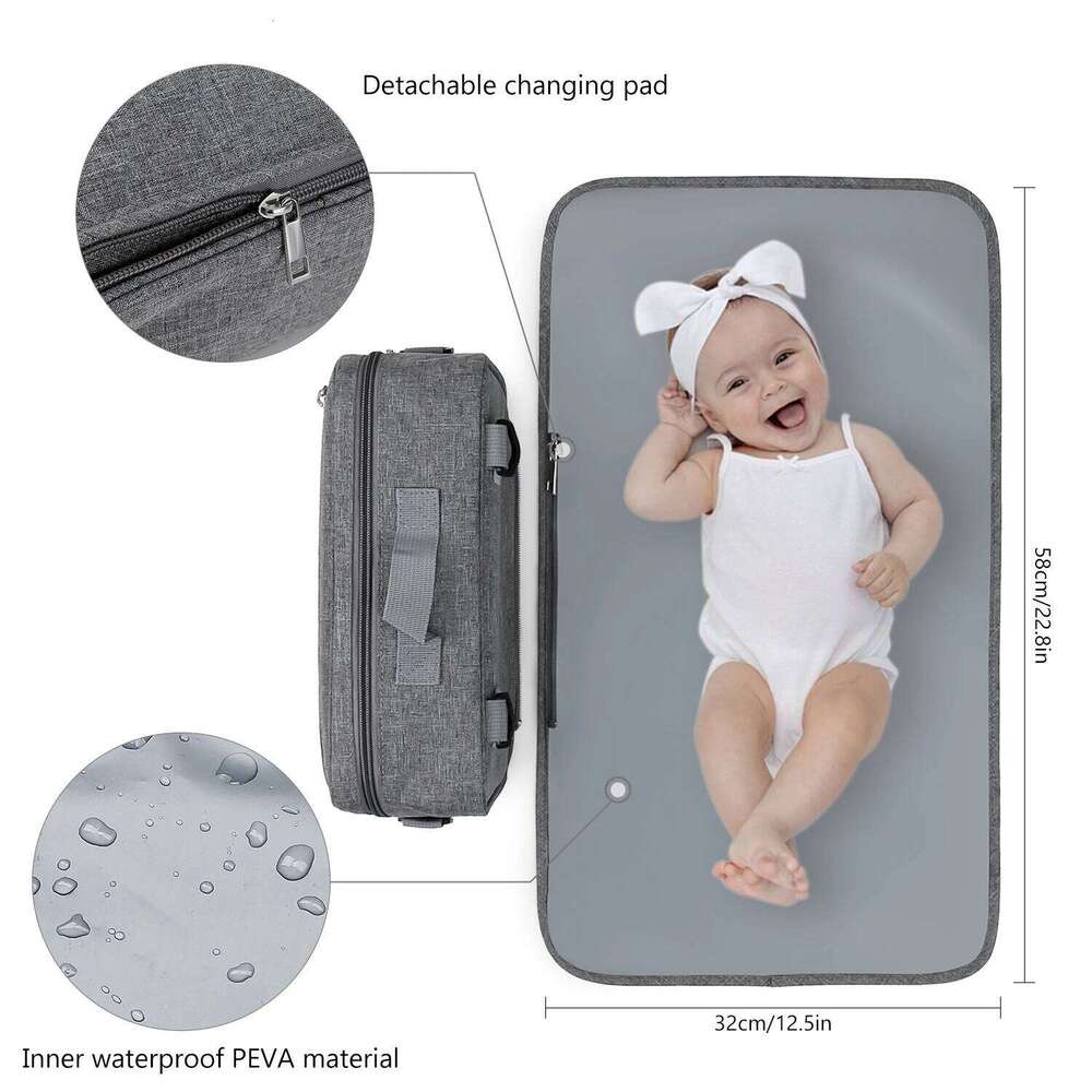 Small Bag Diaper Organizer Caddy for Diapers with Changing Mat, Stroller Straps and Adjustable Shoulder