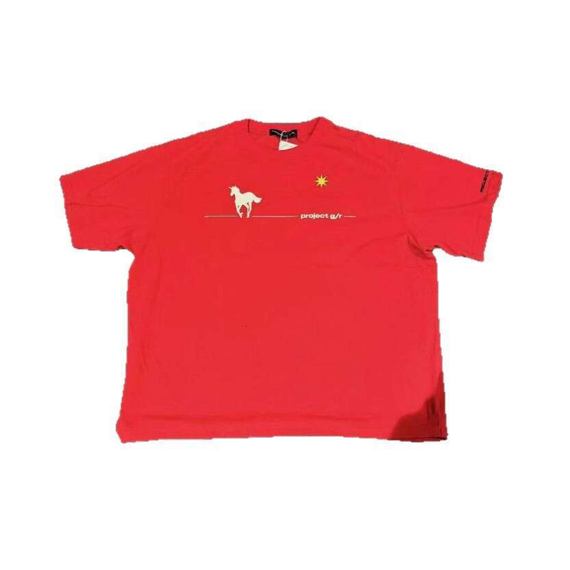 Streetwear Niche G/R Unicorn Letter Print High Street Summer Unisex Couple Loose Short Sleeve T-Shirt Trendy