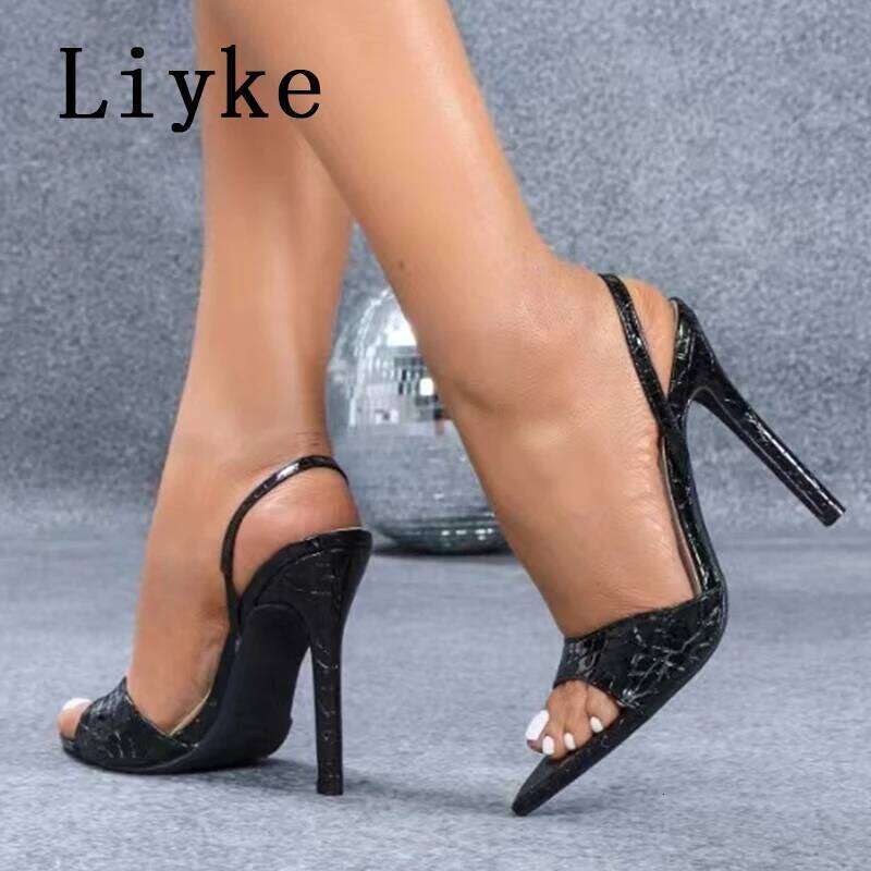 Liyke Sexy Slingback Sandals Women 2025 Summer Fashion Open Toe Slip On Back Strap Designer High Heels Party Dress Shoes Size 43