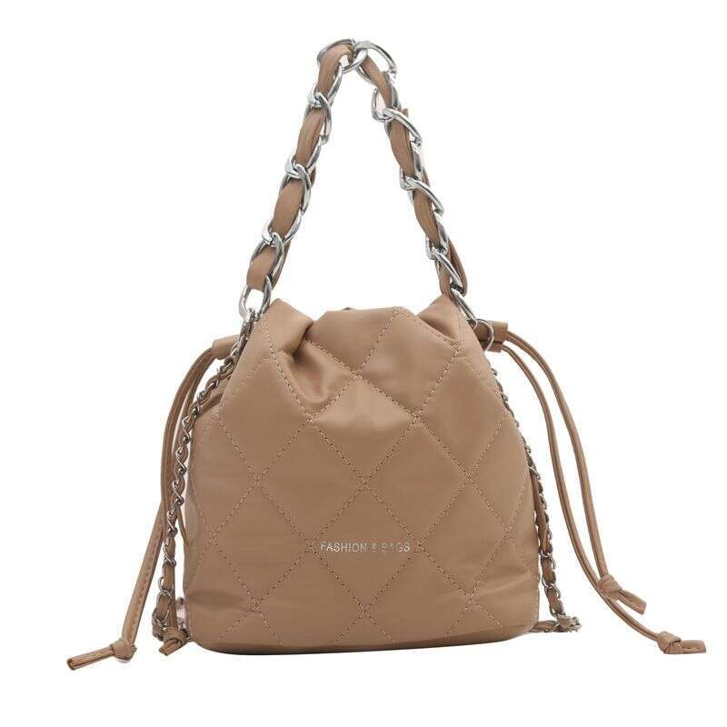 Popular Bucket for Women's Bags 2024 Spring New Fashion Lingge Chain Single Shoulder Crossbody Bag
