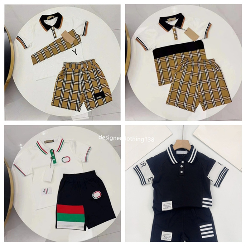 2025 summer new children's suit Designer polo suit Pure cotton high quality children's shorts sports suit size 90cm-160cm a5