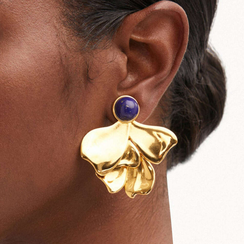 Lapis Stainless Light for Women High-end Designer Earrs Jewelry Design Sense Niche Titanium Steel