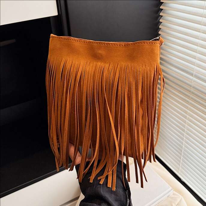 2025 New Large Capacity Women's with Tassels, Simple Commuter Shoulder Bag, Crossbody Bag
