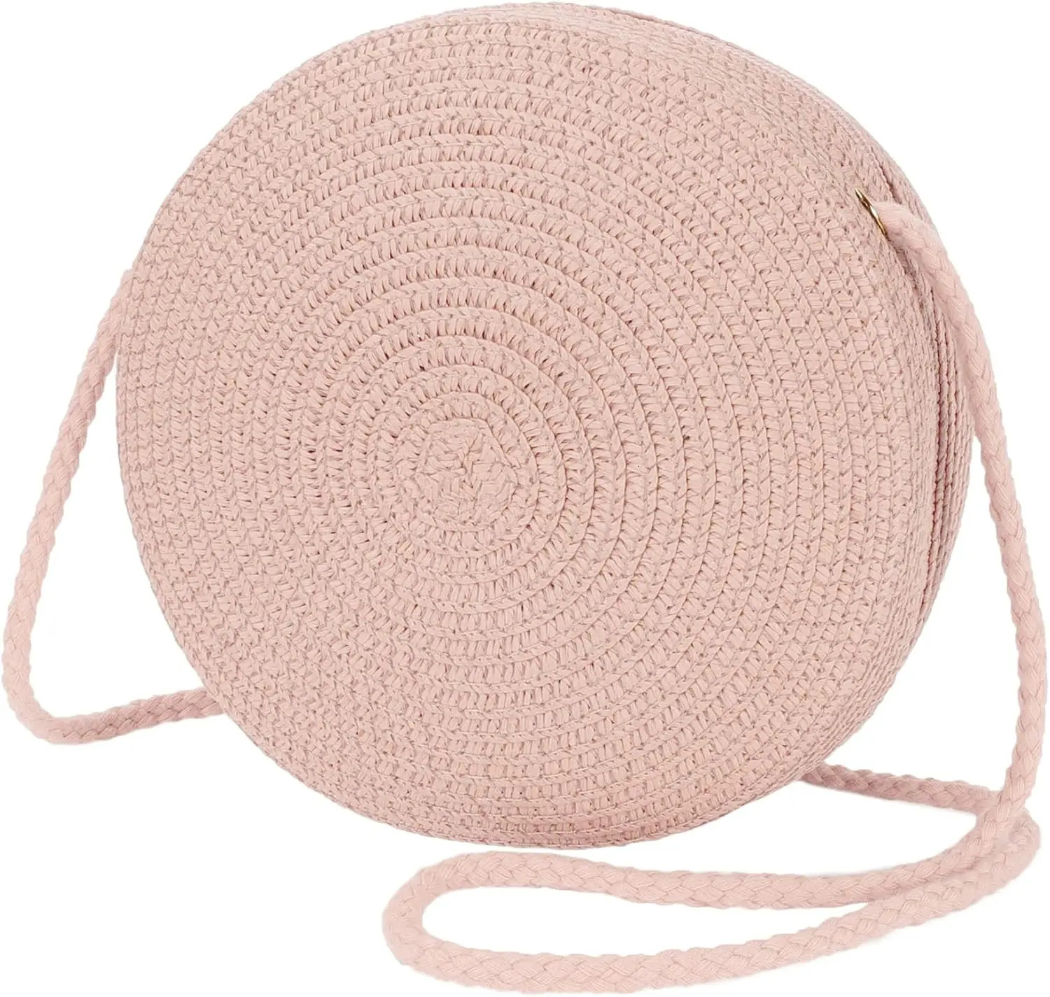 Minimalist Straw Bag Round Crossbody Purse Women Shoulder Vocation Style Handbag genuine grade in handbag250813