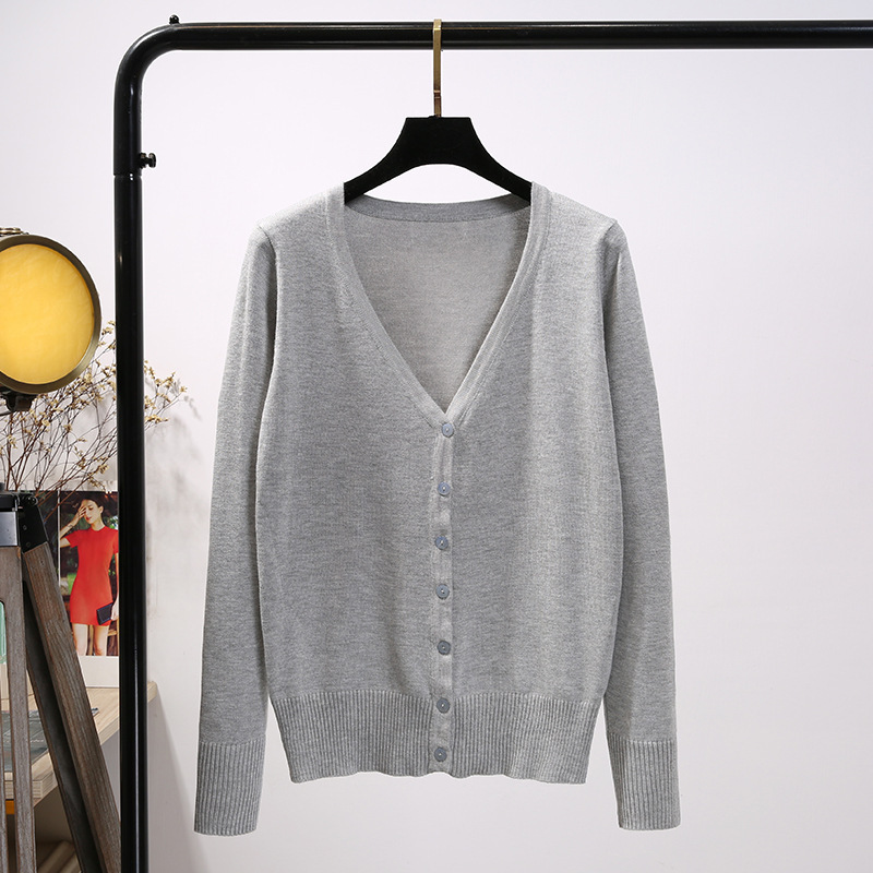 K1653 Long-term spot knitted sweaters for women in spring and autumn thin women's thin cardigan jacket long-sleeved short sweater women's ou